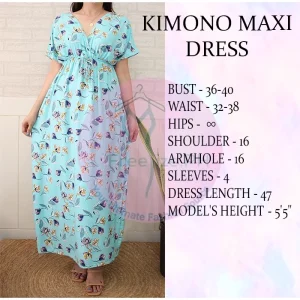 Kimono Maxi Dress Cotton Spandex Casual Daily Wear Fit Up to 2XL