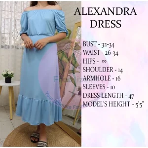 Alexandra Cotton Spandex Maxi Plain Dress Semi Formal Freesize Fit Small, Medium, Large, Xl