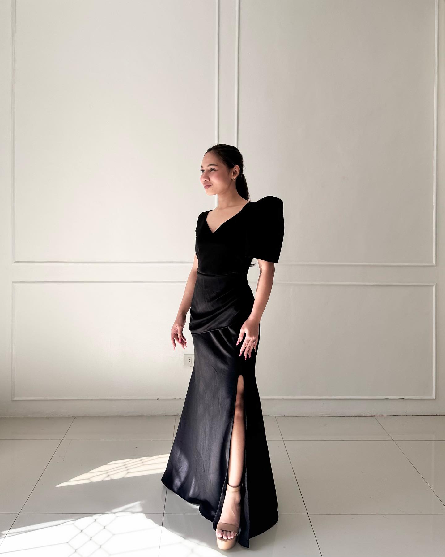 FREESIZEPH TAYLOR FORMAL LONG DRESS MODERN FILIPINIANA MADE OF NEOPRENE FABRIC puff sleeve elegant formal dresses regular chic - Image 4