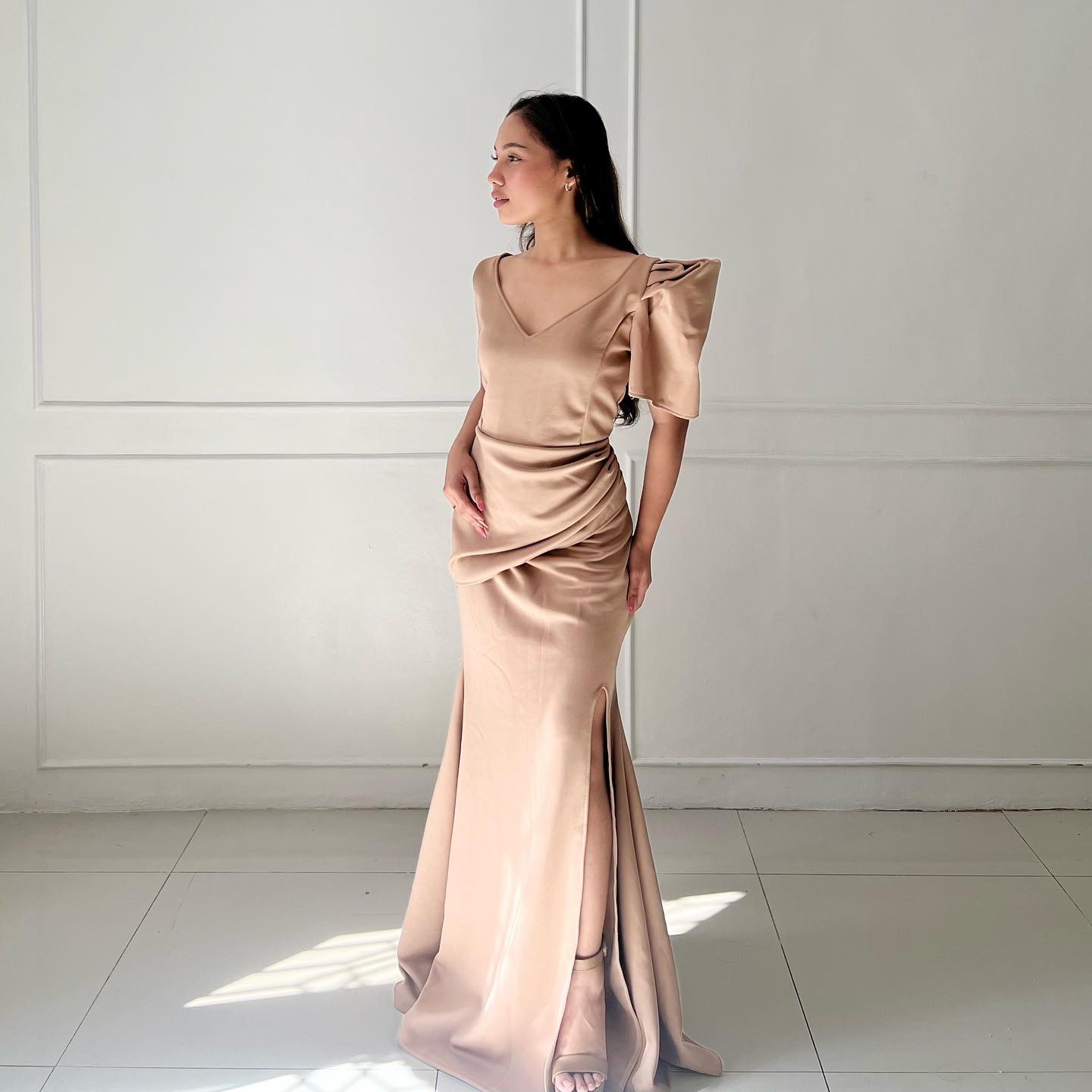 FREESIZEPH TAYLOR FORMAL LONG DRESS MODERN FILIPINIANA MADE OF NEOPRENE FABRIC puff sleeve elegant formal dresses regular chic - Image 5