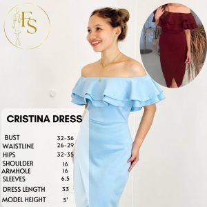 CRISTINA  SEMIFORMAL NEOPRENE DRESS FREESIZE FIT SMALL TO SEMI-LARGE Formal Womenswear