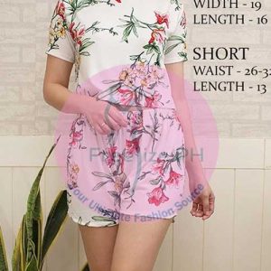 Crop Top and Shorts Coordinates Terno Cotton Spandex Freesize