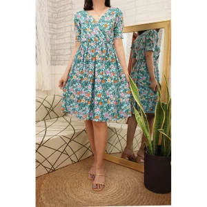 Belen Dress Cotton Spandex Casual Or Office Dress Freesize Fit Small To Xl Summer Floral