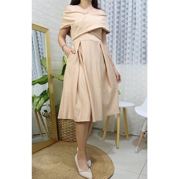 KIM NEOPRENE FORMAL DRESS FREESIZE WITH POCKET Fabric Fit Womenswear Lady Women - Image 5