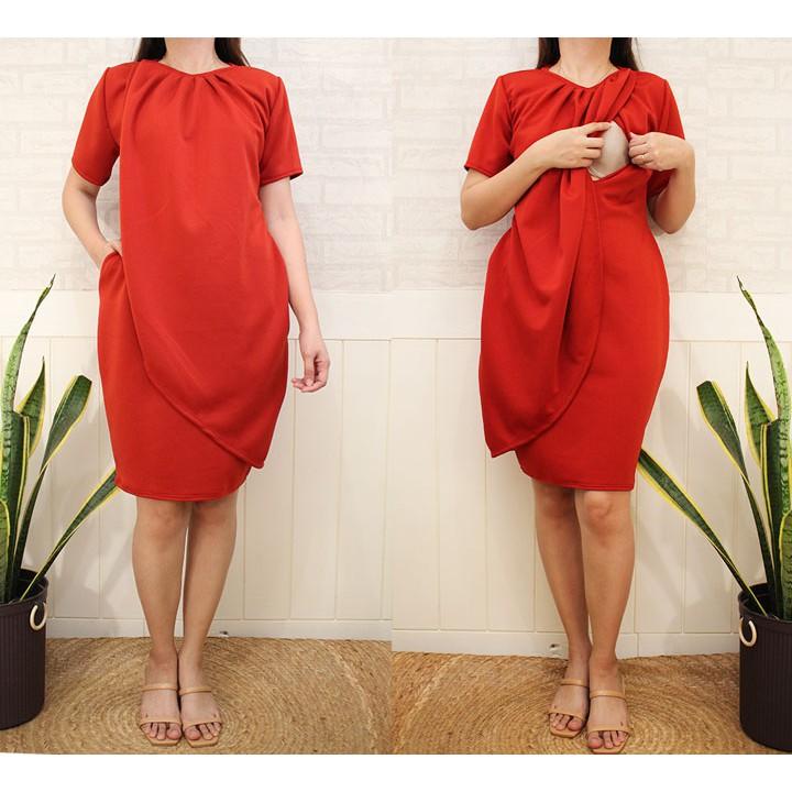 VERNA NEOPRENE NURSING BREASTFEEDING DRESS FREESIZE - Image 4