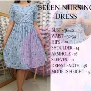 BELEN NURSING DRESS COTTON SPANDEX BREASTFEEDING FREESIZE FIT M TO XL