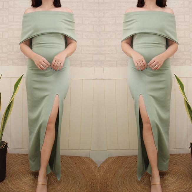 PAULEEN MAXI LONG FORMAL GOWN NEOPRENE DRESS FIT S TO M Womenswear Clothes Apparel Women - Image 12