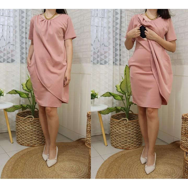VERNA NEOPRENE NURSING BREASTFEEDING DRESS FREESIZE - Image 3