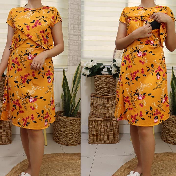 KYLINE NURSING BREASTFEEDING DRESS COTTON SPANDEX FIT UP TO XL - Image 4