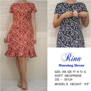 RINA COTTON NURSING BREASTFEEDING DRESS FIT SMALL TO LARGE, LARGE TO XL
