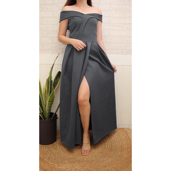 VALERIE NEOPRENE LONG DRESS FORMAL WEAR FREESIZE FIT SMALL TO SEMI-LARGE Womenswear Clothes Island Women Garments Lingerie Lady Comfort Elegant Minimalist Gowns - Image 2