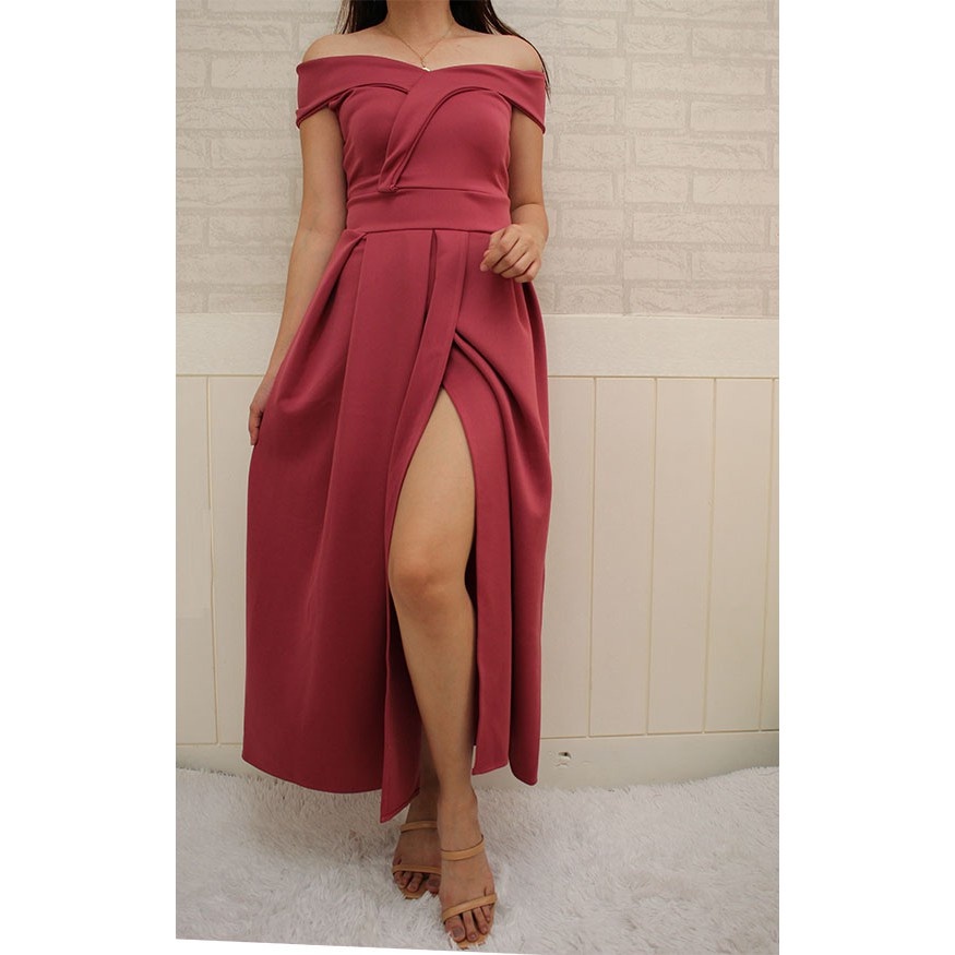 VALERIE NEOPRENE LONG DRESS FORMAL WEAR FREESIZE FIT SMALL TO SEMI-LARGE Womenswear Clothes Island Women Garments Lingerie Lady Comfort Elegant Minimalist Gowns - Image 3