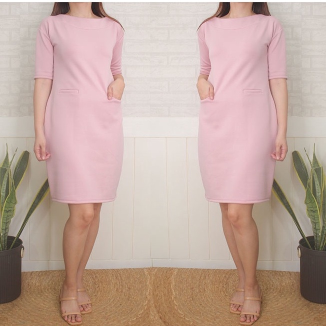 SABRINA OFFICE DRESS CORPORATE DRESS NEOPRENE FREESIZE iglesia ni cristo - Image 3