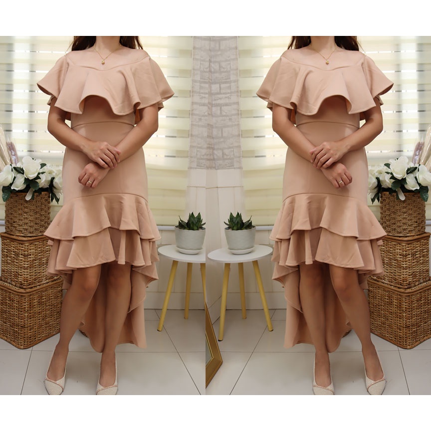 WENDY NEOPRENE LONG DRESS FORMAL, JS PROM, GRADUATION DRESS FREESIZE Womenswear Clothes Garments Lady Women White regular chic formal dresses - Image 3